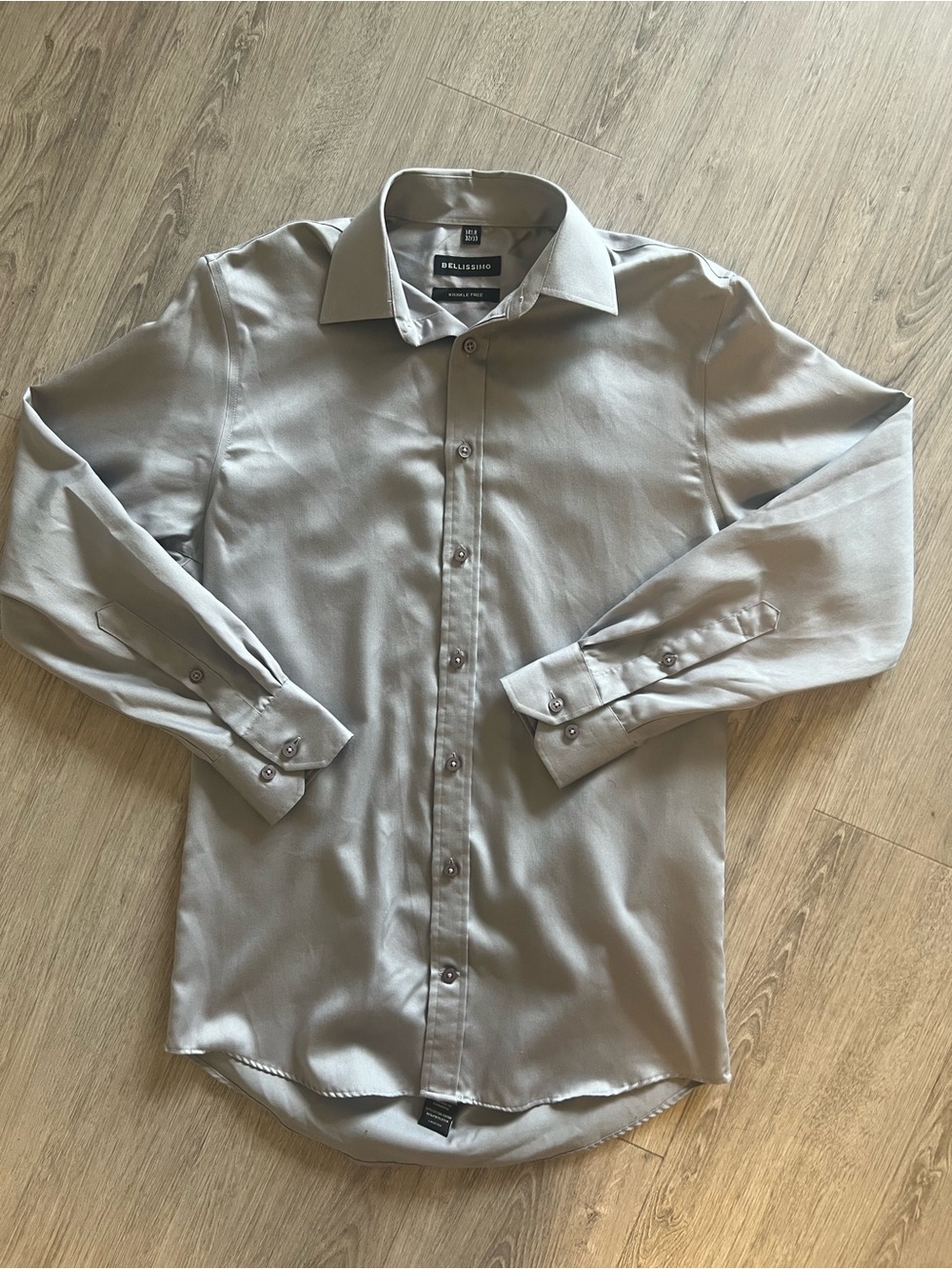 Bellissimo Men's Light Grey Long-Sleeve Dress Shirt